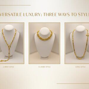 Ben-Amun Gold Necklace With Toggle Clasp Bamboo Link  Chain 24-karat gold plated